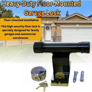 Heavy Duty Floor Mounted Garage Lock Anti Theft Tamper Proof High Security Ground Lock for Home Garage Warehouse with Lock & Fixing Kit to Prevent Forced Entry & Stop Violent Prying