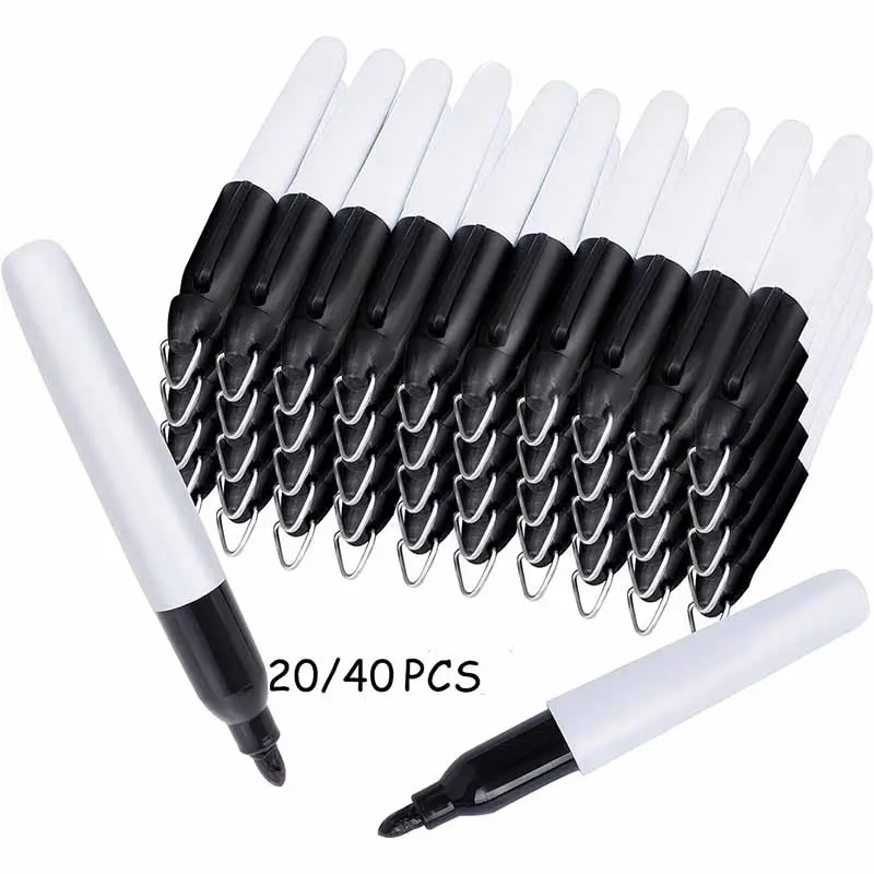 Mini Permanent Marker Pens with Ball Tip and Keychain, Battery-Free, Durable Plastic, Fine Point, Ink, Portable Design, Marker Set