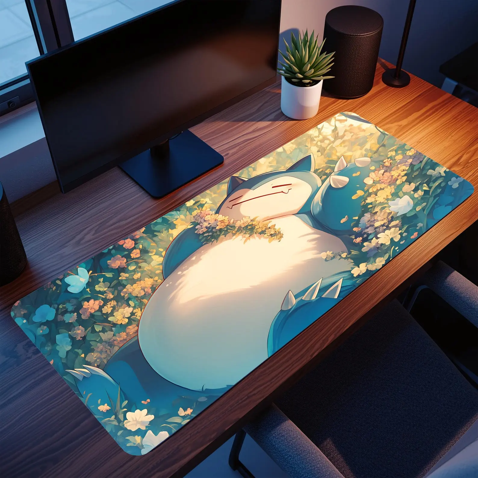 PKM Snorlax Grass Anime Mousepad and Desk Pad, Neoprene Game Mat TCG Gag Gift, Extended