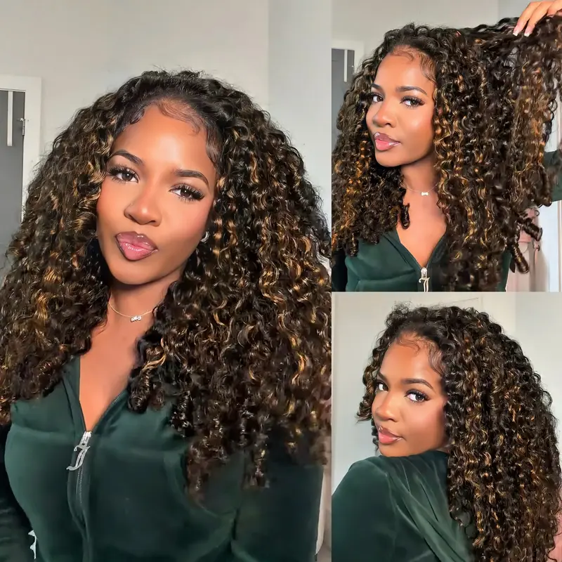 [WEAR GO HALF WIG] ISEE HAIR Wear Go 1B/30 Highlight Half Wig Water Wave & Burmese Curly 180% Natural Density Invisible Hairline Glueless Human Hair Wigs Seamless Flip Over Wig Natural Look Beginner Friendly #TikTokShopFallDealsForYou