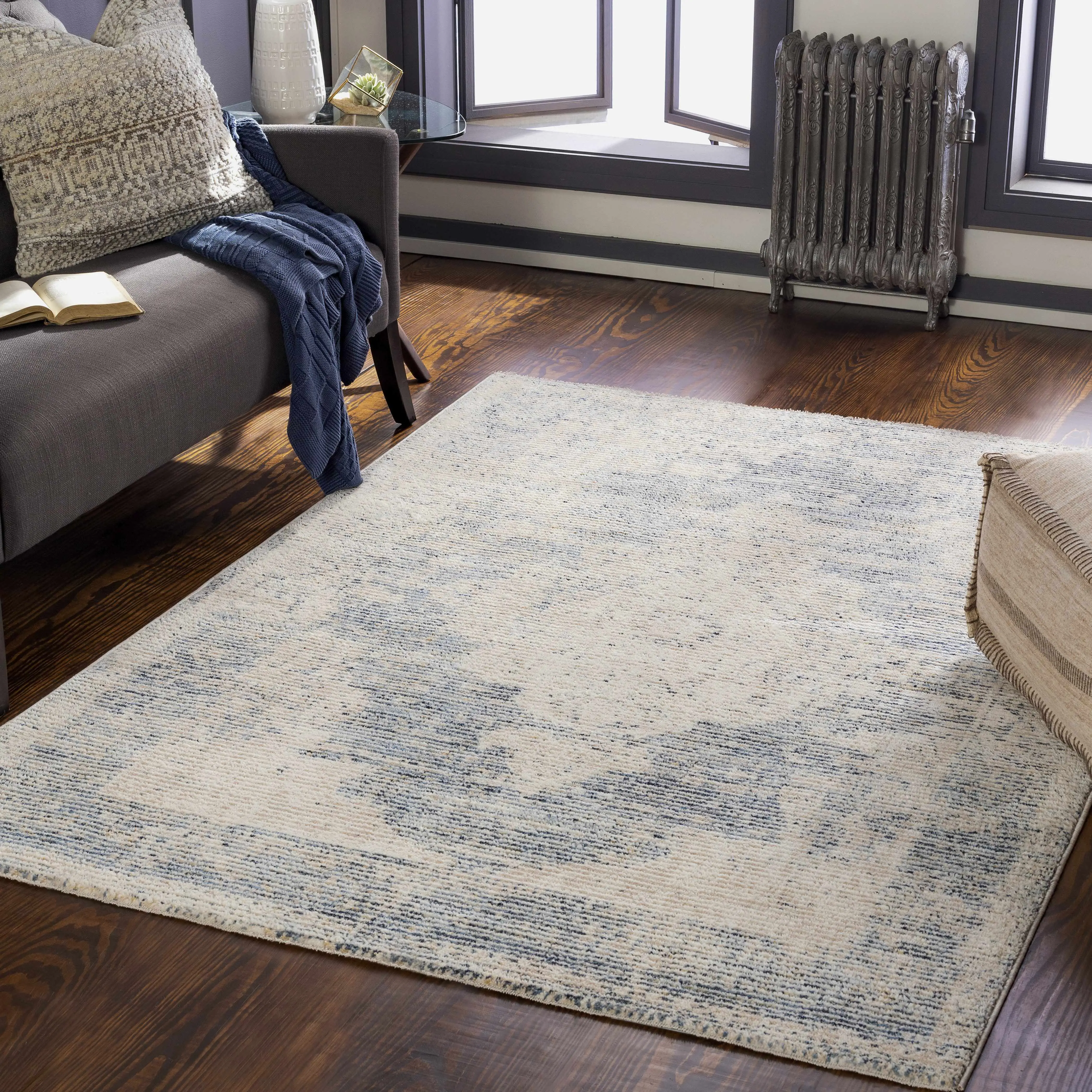 Herricks Denim Medallion Indoor Area Rug - Clearance, Modern Geometric Home Decorative Rug for Room Decor