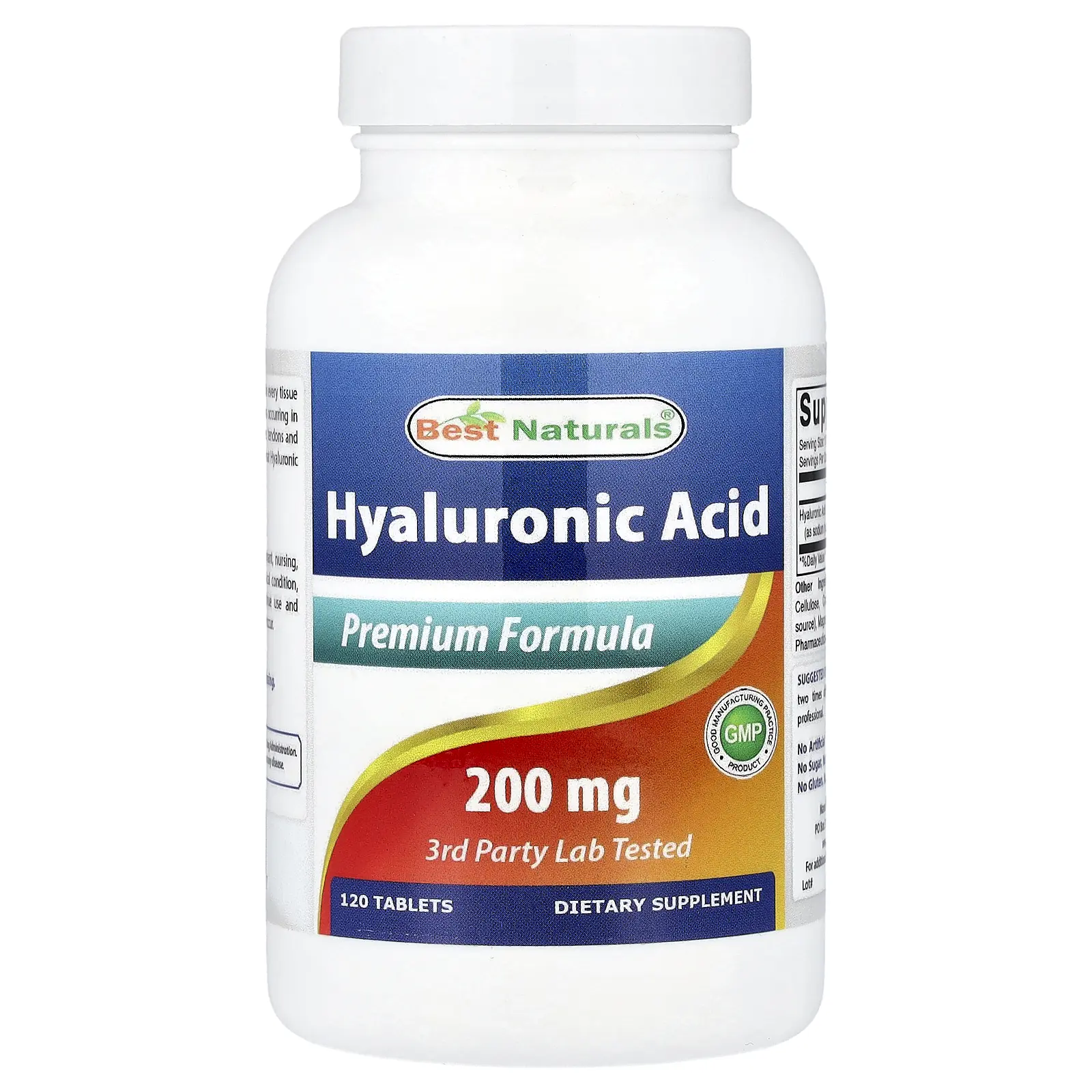 Best Naturals Hyaluronic Acid, 200 mg, 120 Tablets