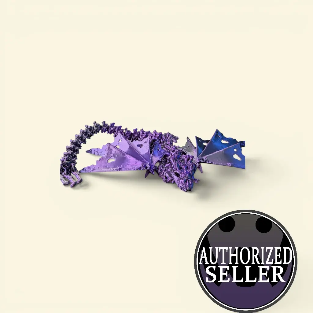 Cinderwing3D Undead Bone Dragon Flexi Fidget Epic Articulated Desk Pet 3D Printed Toy for Fantasy Lovers & ASMR Enthusiasts