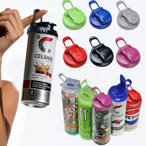 6-Pack Handle Can Lids, Leakproof Snap-On Covers for 12–16oz Soda Cans, Reusable BPA-Free & Dishwasher Safe, Assorted Colors