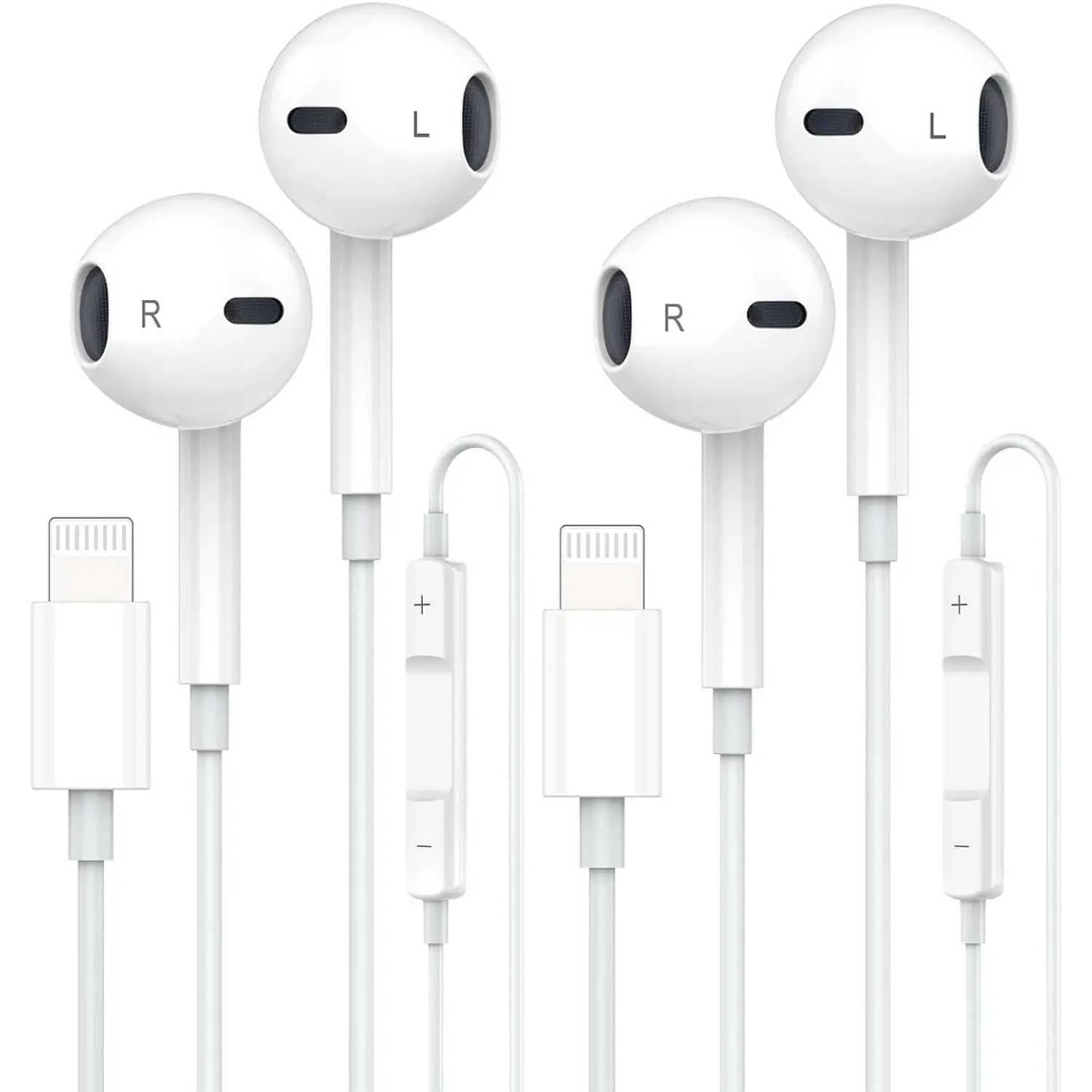 2 Pack Earphones Wired Earbuds With Built-in Microphone & Volume Control Nosie Reduction Headphones Compatible 14/13/12//xr/xs/x/8/7/se/pro/pro Max  Support All Ios System