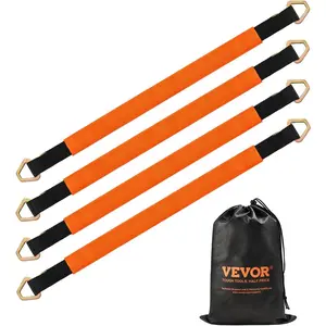 VEVOR Axle Straps, 4 Pack of 2 in x 38.4 Inch Heavy Duty Axle Tie Down Straps with D Rings Protective Sleeves, 12000 lbs Break Strength, Tire Wheel Tie Down for Car, Trailer, Truck, Towing & Hauling