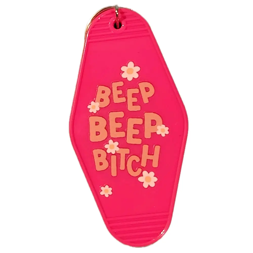 Custom Motel Keychain Handmade Acrylic "Beep Beep B*tch" Unique Design for Gags & Individuality lanyard key
