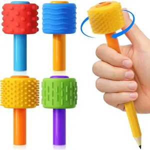 4 in 1 Pencil Fidgets for ADHD & Autism Anxiety Relief,60s Continuous Spin Pencil Topper with Textured Spinners,Silent Sensory Stress Relief Tool for Focus & Calm,Fidget Pen Flipper for Home&Classroom