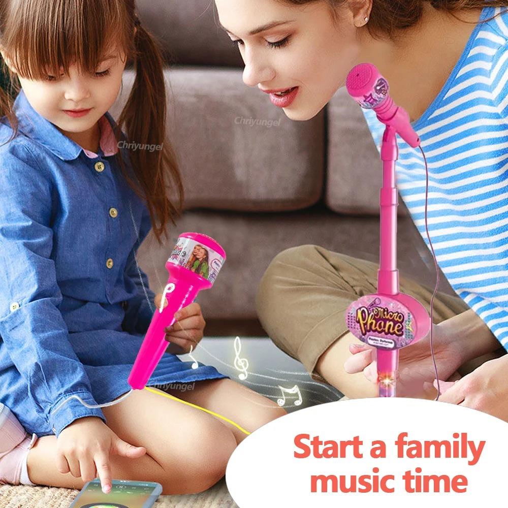 Kids Karaoke Microphone with Stand Toy Wireless Singing Mic Set Musical Educational Gift for Boys Girls Birthday