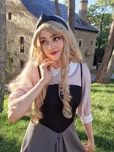 2PCS 1940S COLORBLOCK PINK BLOUSE & GRAY DRESS Costumes Casual Evening Spaghetti Strap Grey