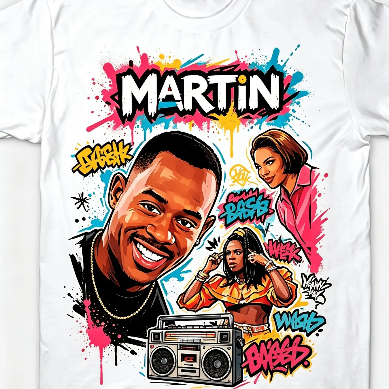 Men's & Women's Retro 90s Black Sitcom Graffiti Graphic Unisex 100% Cotton T-Shirt, Soft, All Season Casual Streetwear Essential, All-Match All Season Style