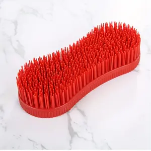 1Pc horse grooming brush, durable plastic, soft rubber bristles, gentle care, effective cleaning and massage tools, multi-purpose equestrian supplies