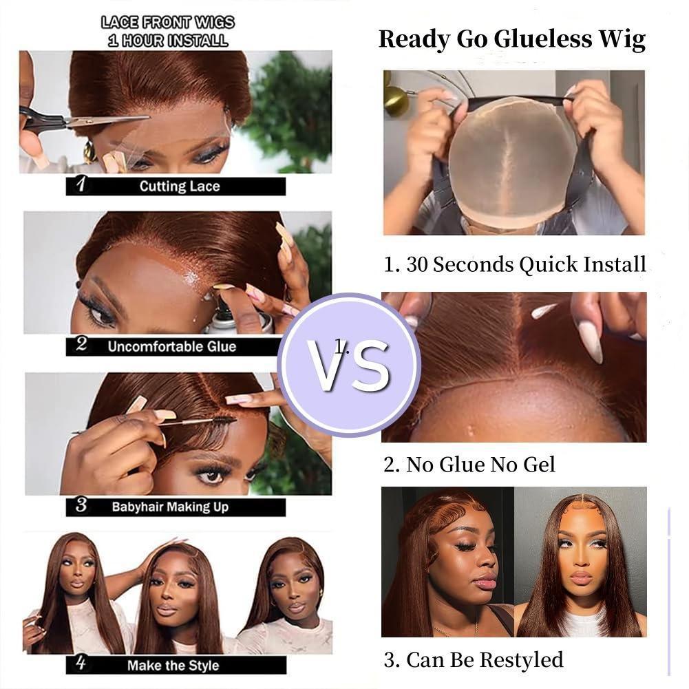 【13x6 Copper】Alipearl Hair Copper Orange Wig Pre Cut 13x6 Lace Closure Wig Human Hair Body Wave Glueless Pre Curled Wig