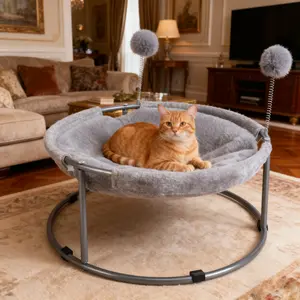 [Already have 10K favorites]Desk & Floor Cat Hammock，Soft Elevated Pet Bed for Dogs & Cats，Raised Cozy Hammock,Cat Lounge Furniture，Cat Bed Hammock, Free-Standing Elevated Cat Bed，Easy Assembly