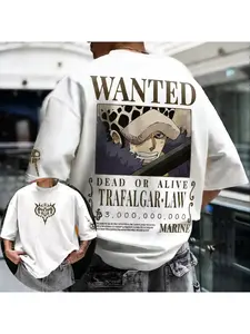 Unisex Cotton T-shirt Streetwear ONE PIECE Trafalgar D. Water Law 2026 Summer Anime Printed Casual Oversized Loose Parent Child Round Neck Short Sleeve