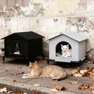 Outdoor Feral Cat Nest with Soft Pad, Winter Warm Summer Cool, Elevated Outdoor Cat Shelter for Garden and Yard, Provides Outdoor Protection