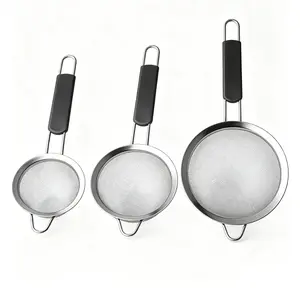 Stainless Steel Fine Mesh Strainers, Set of 3 Sizes Strainer for Kitchen, Wire Sieve with Insulated Handle Kitchen Strainer, Baking Tools Colander, Food Preparation, Flour Sifter, Rice, Pasta Strainer