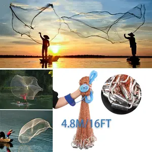 Name 1PCS Dia.16Ft/4.8M Full Spread Quick Throw Hand Cast Fishing Net Strong Nylon Mesh With Sinkers for Sea Lake Pond River Stream Fishing
