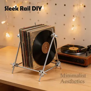 DIY Stainless Steel Book Shelf Kit - Minimalist Industrial Desktop Display Stand, Build Your Own for Books, Cookbooks & Records