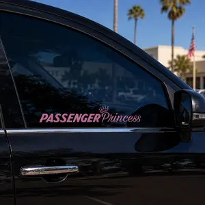 Passenger Princess Vinyl Car Door Jam Decal for BF, GF, Wife, Husband Sticker Decorative Adhesive Vinyl, Waterproof Fade Resistant Premium Bumper Sticker for Car Windows Laptops Walls Weatherproof Fade Resistant