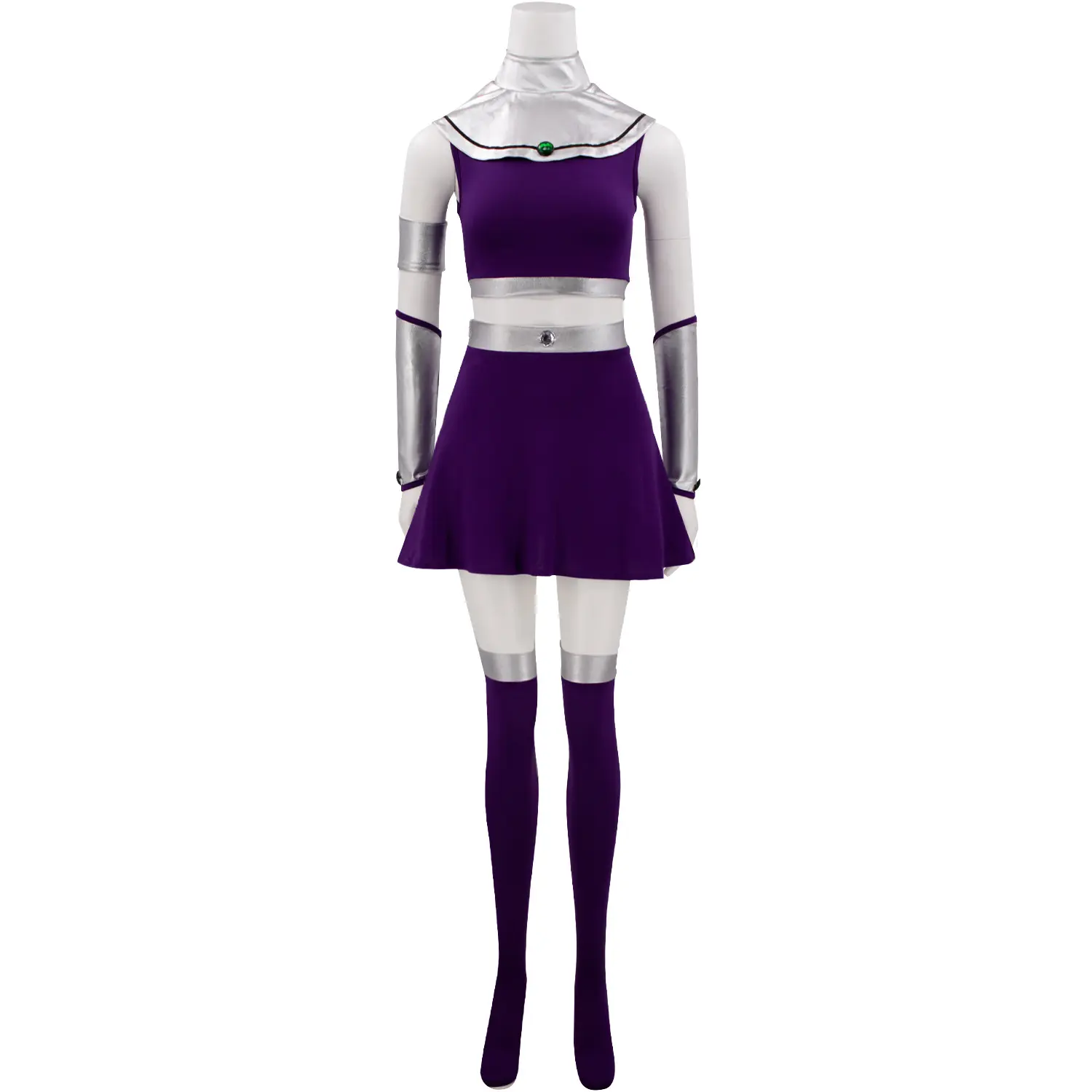 Women‘s Starfire Princess Koriand’r Cosplay Crop Top Skirt Set with Oversleeves for Halloween