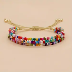 1pc Of Multi-layered Bead Bracelet, Paired with Colorful Mini Seed Beads for A Vintage Bohemian Style Wrist Accessory, A Versatile Valentine's Day Bracelet.