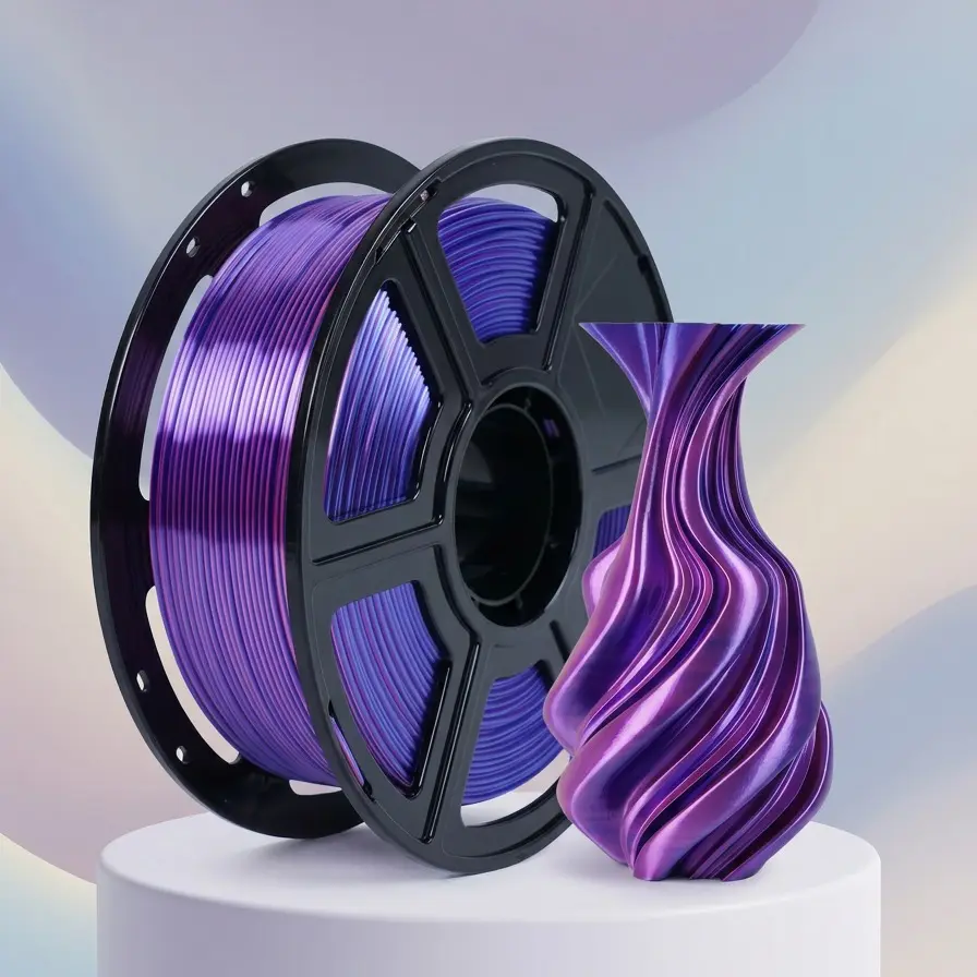 Flashforge Blue and Rose  Silk Dual Color Filament,  2 in 1 Coextrusion Silk PLA Filament 1.75mm, 3D Printer Filament Color Change 1kg(2.2lbs) Spool, Dimensional Accuracy +/- 0.02mm