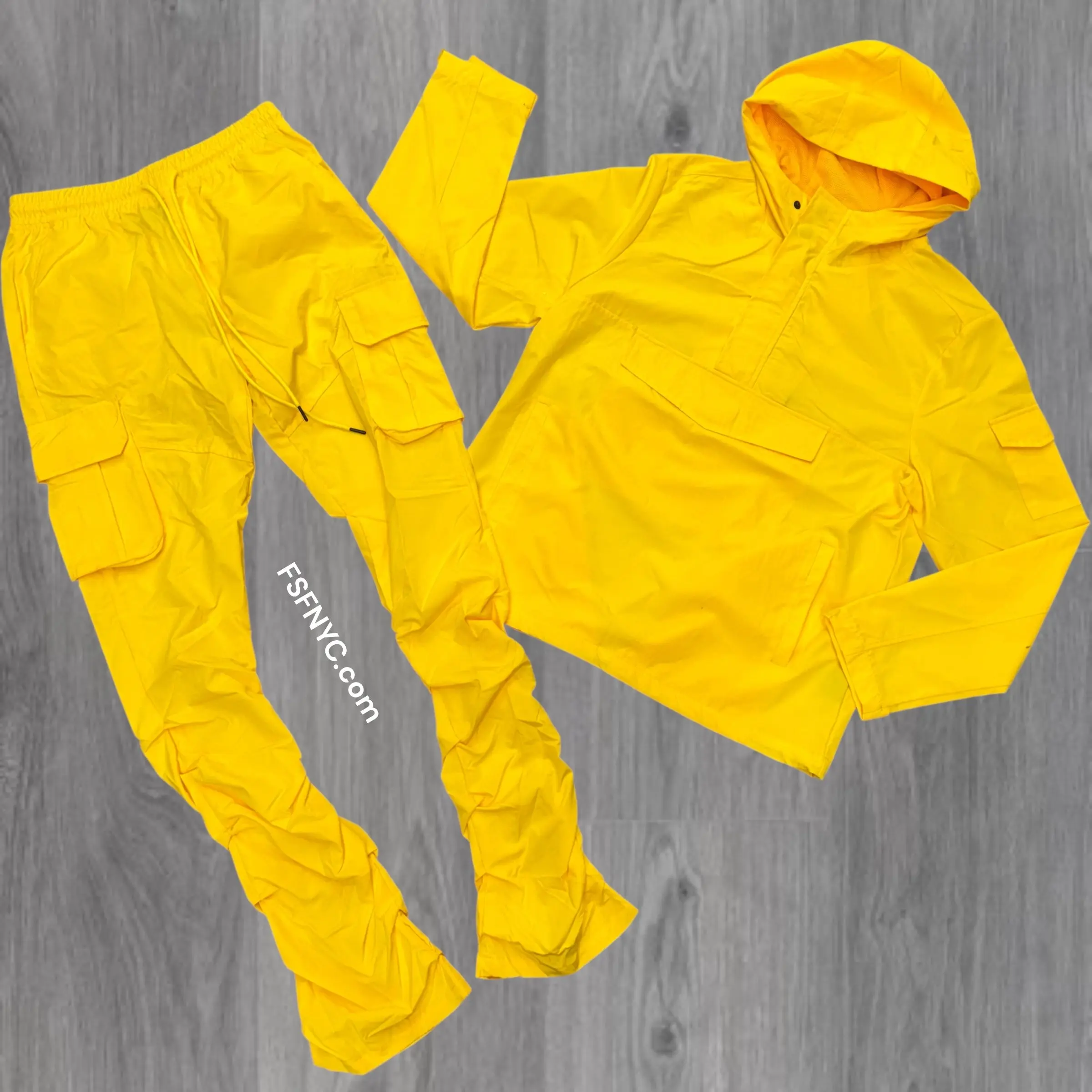 Rebel - NYLON Stacked & Anorak Pullover Jacket - SET - YELLOW - 522422 zi