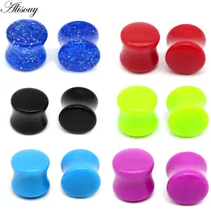 Alisouy NICE piercing body jewelry 1 Pair mixed gauges clear Transparent Tunnels ear expander Stretchers saddle acrylic ear plug