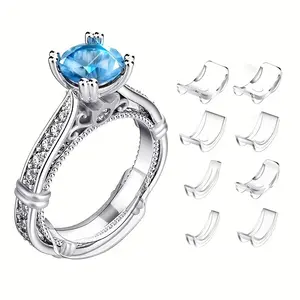 8pcs/12pcs/24pcs Ring Size Adjuster Invisible Ring Size Adjuster Suitable For Loose Rings Size Adjuster Suitable For Any Ring Retainer Reducer 8 Sizes, Silicone Resin Ring Adjuster