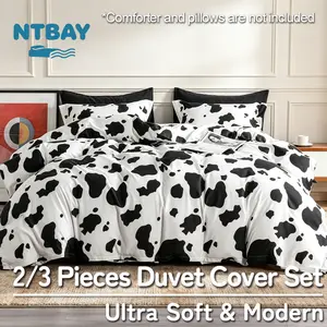 NTBAY Microfiber Duvet Cover Set, 2/3 Pieces Soft Patterned Comforter Cover with Zipper Closure & Corner Ties, Breathable & Wrinkle Free Bedding, Lightweight for All Season, Gift Ready, Twin/Queen/King, Machine Washable, Oeko-Tex