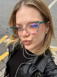 High-Quality Boho Cat Eye Glasses for Women, Fashionable Daily Wear Eyewear, Stylish Eyeglass, Anti-Blue Light Lens, PC Frame, Trendy Frames, All Seasons Style