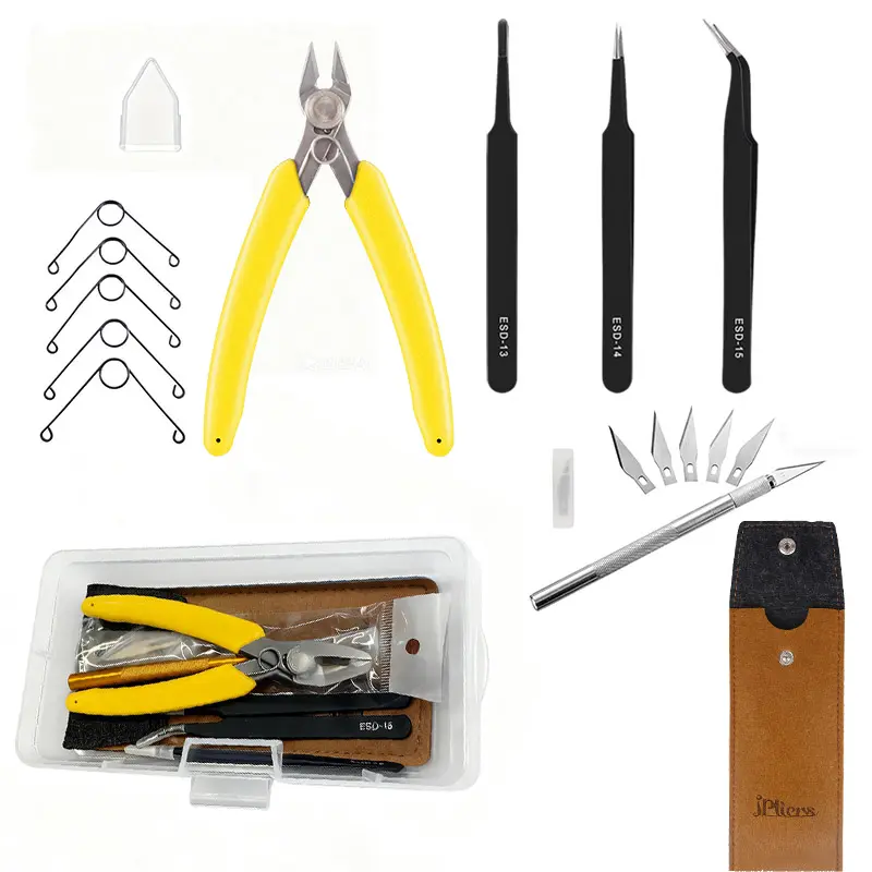 Professional 9 PCS Model Tools Kit Modeler Basic Tools Craft Set Hobby Building Tools Kit for Gundam Car Model Building Repairing and Fixing