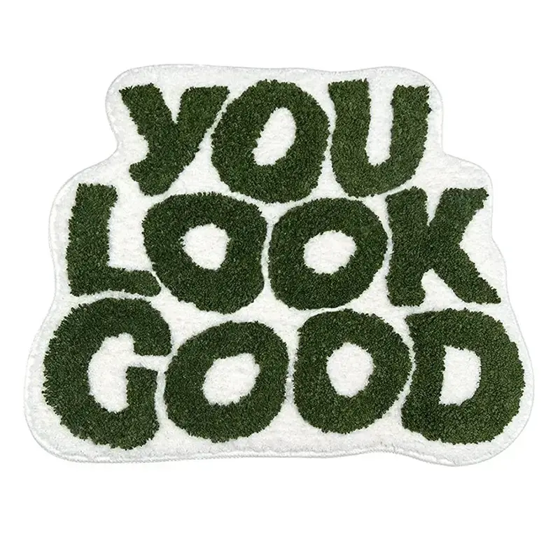 LAKEA You Look Good Tufted Rug Girls Room Decor Gothic Home Decor Bathroom Mats Black Goth Bedroom Kitchen Room Witchy Spooky Gift Fluffy Rug Soft Shaggy Rug