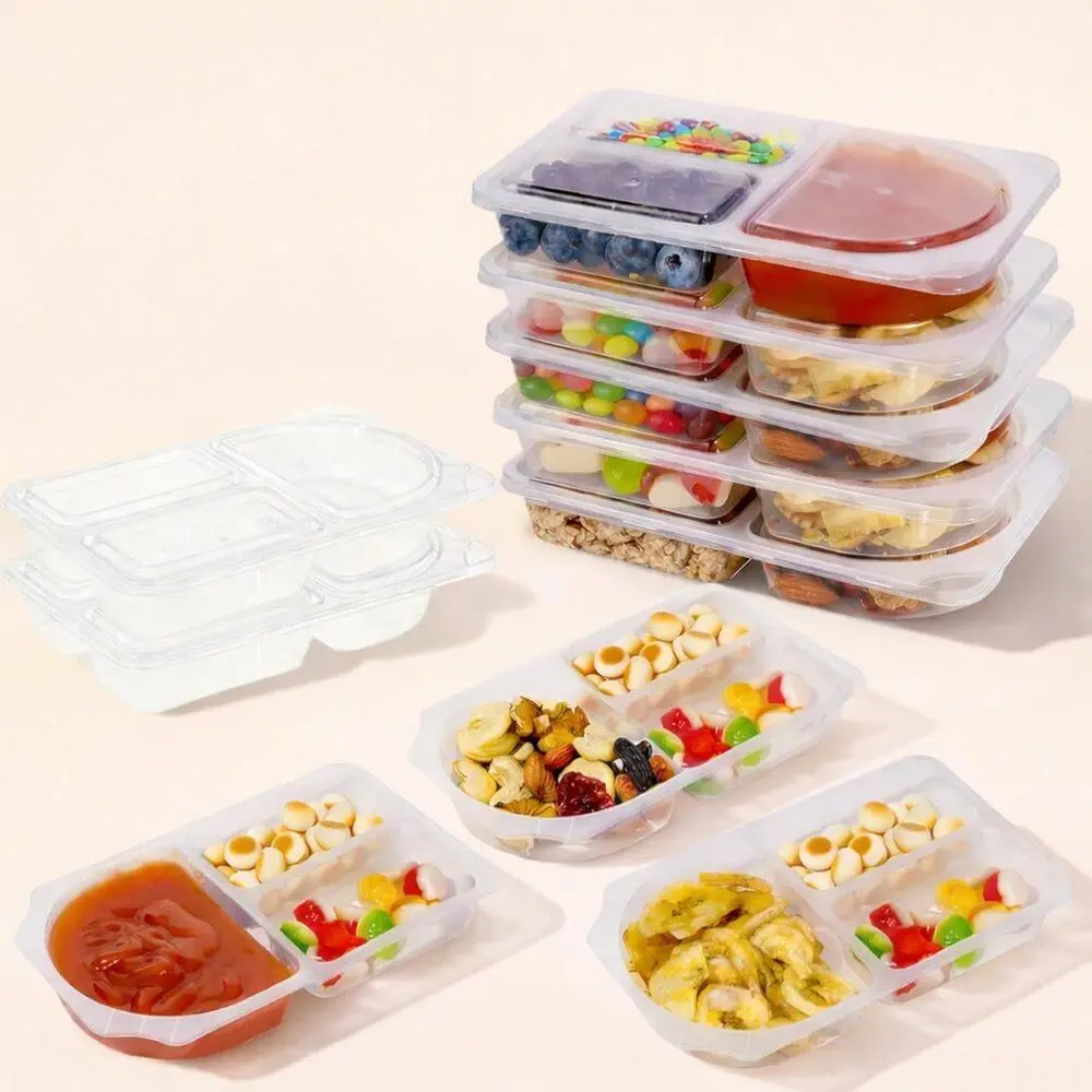 Reusable Snack Containers with Lids: Snack Containers 40Pcs - Snackle Box Container Portion Control - SnackPack Containers - Double Compartment Snack Containersfor On the Go - Travel Essentials STYLE C 20Pcs