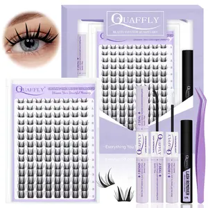 Natural Lash Extension Kit 112Pcs Cluster Lashes 8-18MM Wispy Eyelash Extensions Individual Lashes Kit with Eyelash Bond and Seal Eyelash Remover, Eyelash Tweezers for DIY Eyelash Extensions at Home, Cosmetic Lash Clusters, Eyelash Glue Tweezers