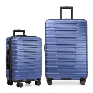 U.S Traveler US09181N2 2-Piece Boren Hardside Rugged Spinner Luggage Set - 22in & 30in, USB Port, Navy, Carry-On, Durable, Expanding, 4-Wheel, Handles Luggage Sets, Carry-On Luggage Sets