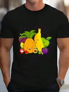 100% Cotton Fruits Costume Funny Fruit Salad Men Couples Kids T-Shirt Women's Men's Graphic Tee Crew Neck summer vacation Tops