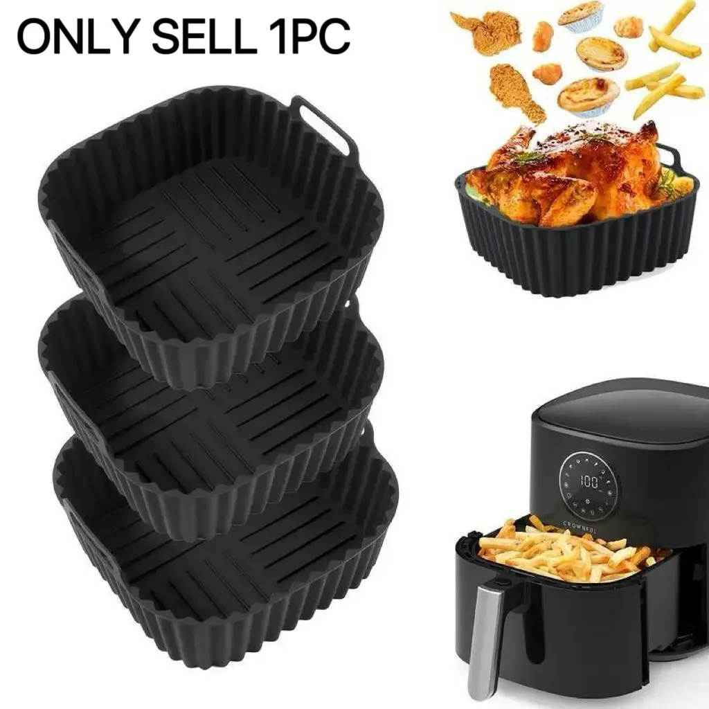 Square Silicone Baking Pan, 1 Count Reusable Air Fryer Oven Baking Pan, Non-slip Baking Tray for Home Kitchen, Household Kitchen Accessories