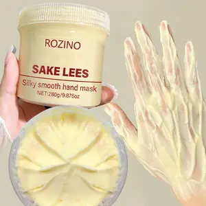 ROZINO Sake Lees Hand Mask 280g - Japanese Ancient Wine Formula for Dry Skin, Peeling, and Fine Lines - Deep Nourishment & Repairing with Shea Butter & Sodium Hyaluronate Peeling Repairing Shea Sheet