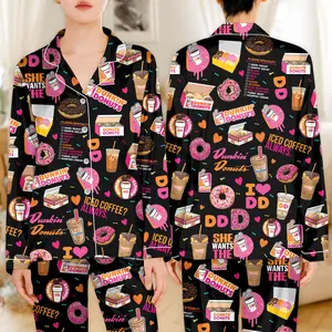 Dunkin Donuts Pajamas Set, Dunkin Donuts Shirt, Dunkin Donuts Pajamas, Dunkin Donuts Pants, Dunkin Donuts Gift, Coffee Lover Pajamas