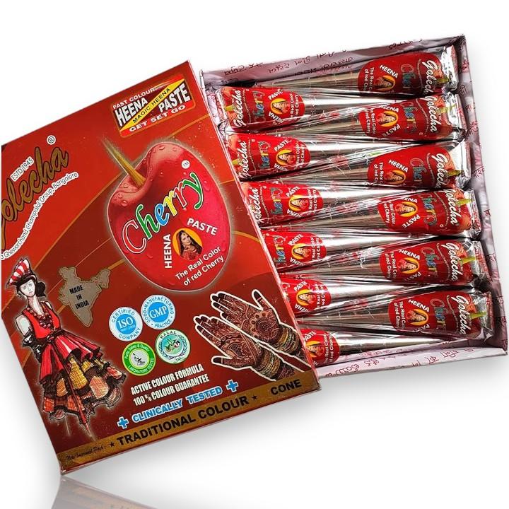 Golecha | Cherry Henna Paste | Active Color Formula | 100% Color Guarantee | Fast Color | Single Piece - 25g | Makeup Blend