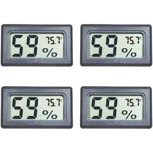 4-Pack Mini Digital Temperature Humidity Meters Gauge Indoor Thermometer Hygrometer LCD Display Fahrenheit (?) for Reptile ,Jars,Guitar Case,Greenhouse, Garden, Cellar, Fridge, Closet