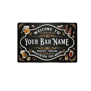 Customizable Vintage Metal Bar Sign with Welcome Text Personalized Leon Hanging Decor for Home Tavern Universal Holiday Ornament No Battery Required 8x12 Inch Tavern Decor