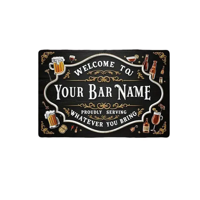 Customizable Rustproof Aluminum Vintage Metal Sign Set - Personalized Welcome Text Leon Hanging Decor, No Battery Required, 8x12 in Durable Tavern Room Decor, Adult Gentlemen Gift, Home Supplies Plaque, None Needed for Power
