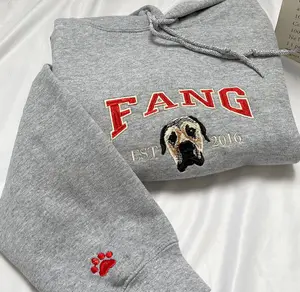 Custom Dog Face Hoodie From Your Photo, Varsity Personalized Embroidered Hoodie With Dog Name, Est Hoodie, Dog Owner Gift Idea, Personalized Dog Embroidery, Pet Memorial Dog, Pet Sympathy, Custom Dog Memorial, Dog Remembrance, Dog Lover Gift 6E2F8_H112