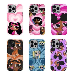 Pink Powerpuff Girls Trio Cartoon Character Art Heavy Duty Tough Phone Case Shockproof Drop Protection Durable Hard Cover Aesthetic Gift for iPhone 11 12 13 14 15 16 17 Pro Max Plus