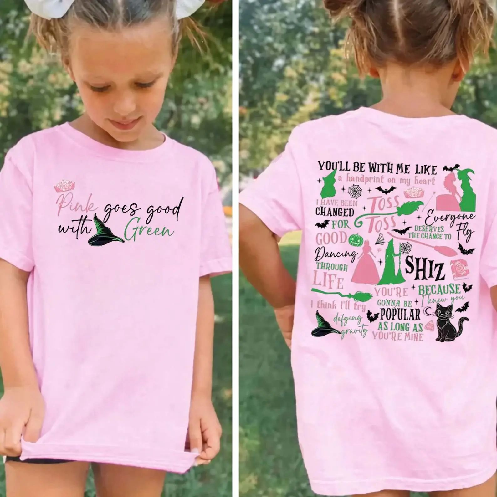 [Youth/adult] Wicked Pink Goes Good With Green T-shirt, Wizard Of Oz Fan Gift Tee, Wicked T-shirt, Find Your Unique Style, Cozy & Warm, Classic Cotton