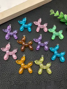 10pcs Mixed Color Resin Balloon Dog Charms, Cute Cartoon Pendants for DIY Jewelry Making, Necklace Earrings Keychain Crafts