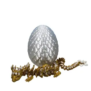 Cherry Blossom Dragon with Dragon Egg, 3D Printed Articulated Gold Cherry Blossom Dragon, Fidget ADHD Sensory Dragon Magical Decor Plastic Ornaments Decoration